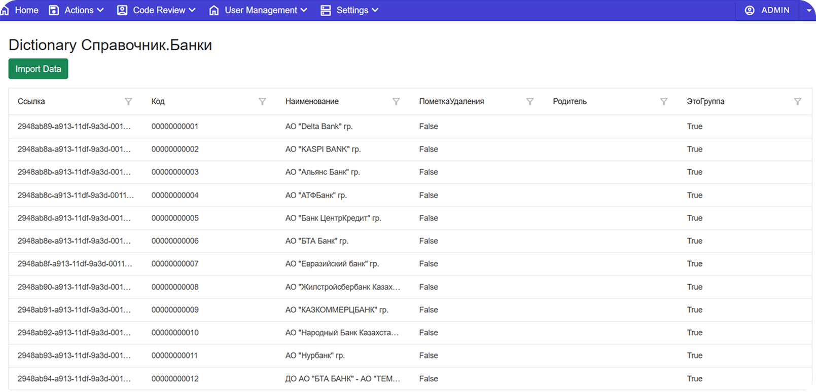 Admin screenshot
