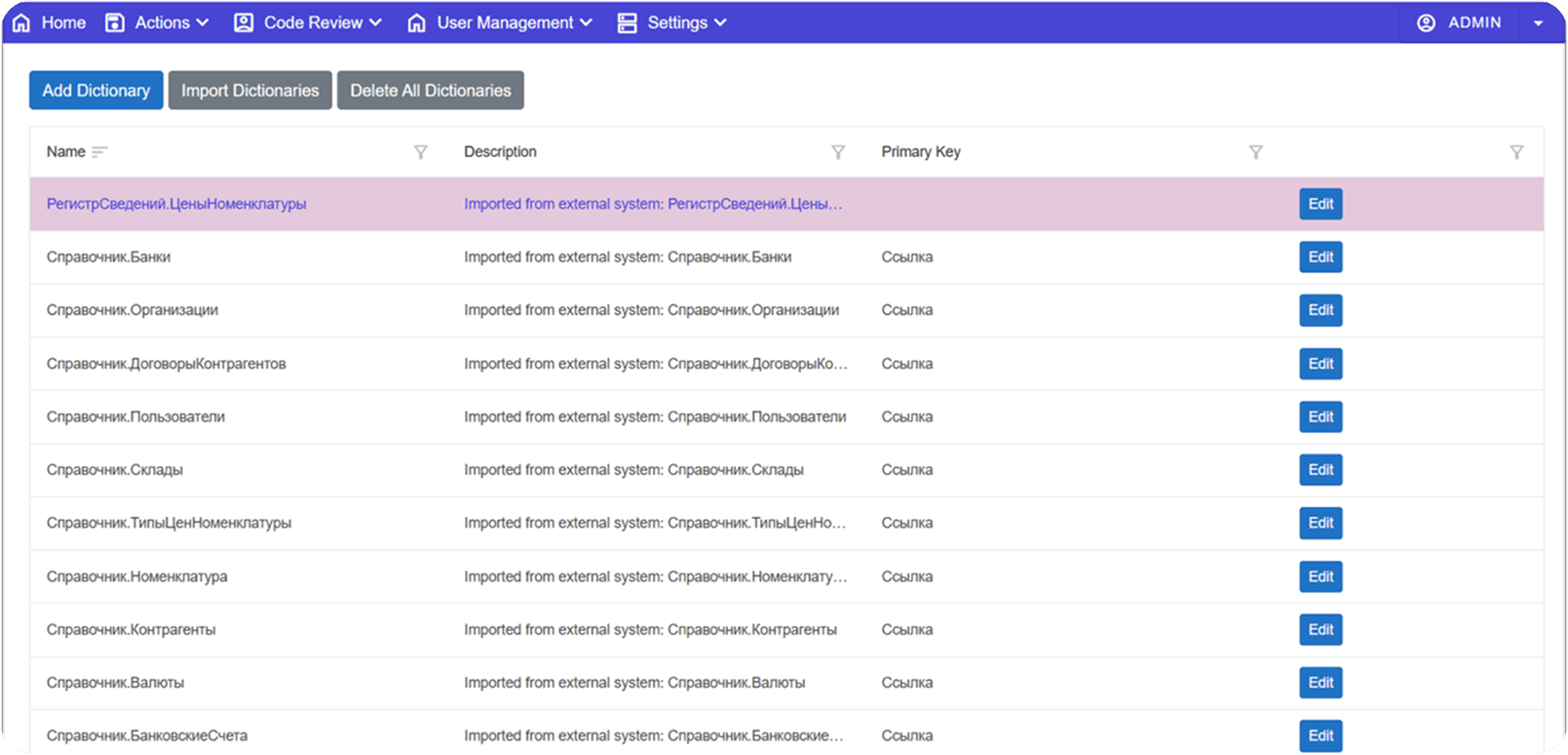 Admin screenshot